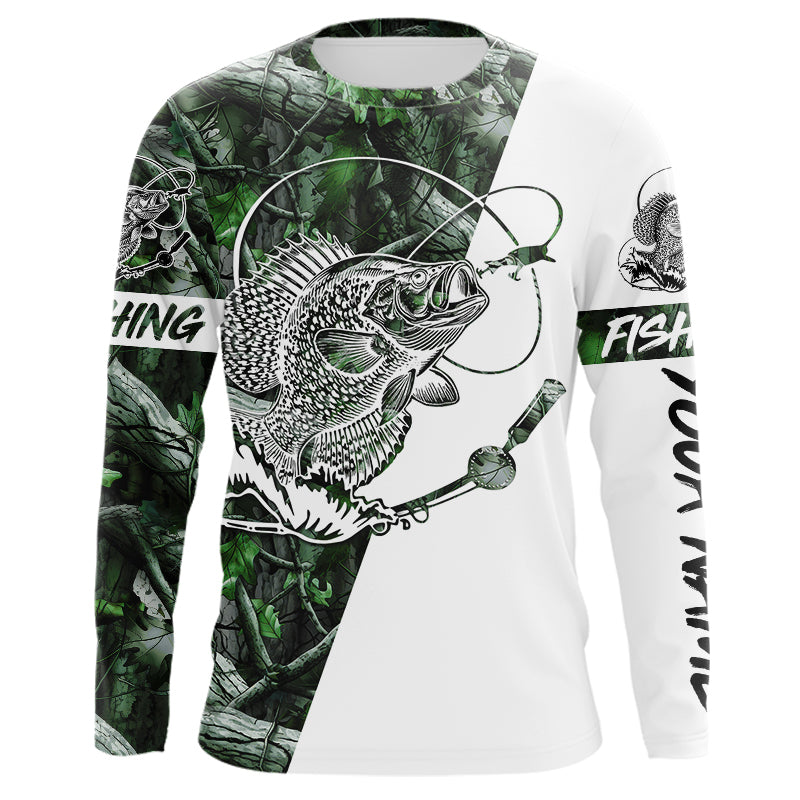 Crappie Fishing Green Camo fishing Tattoo Custom Name sun protection long sleeve fishing NQS593