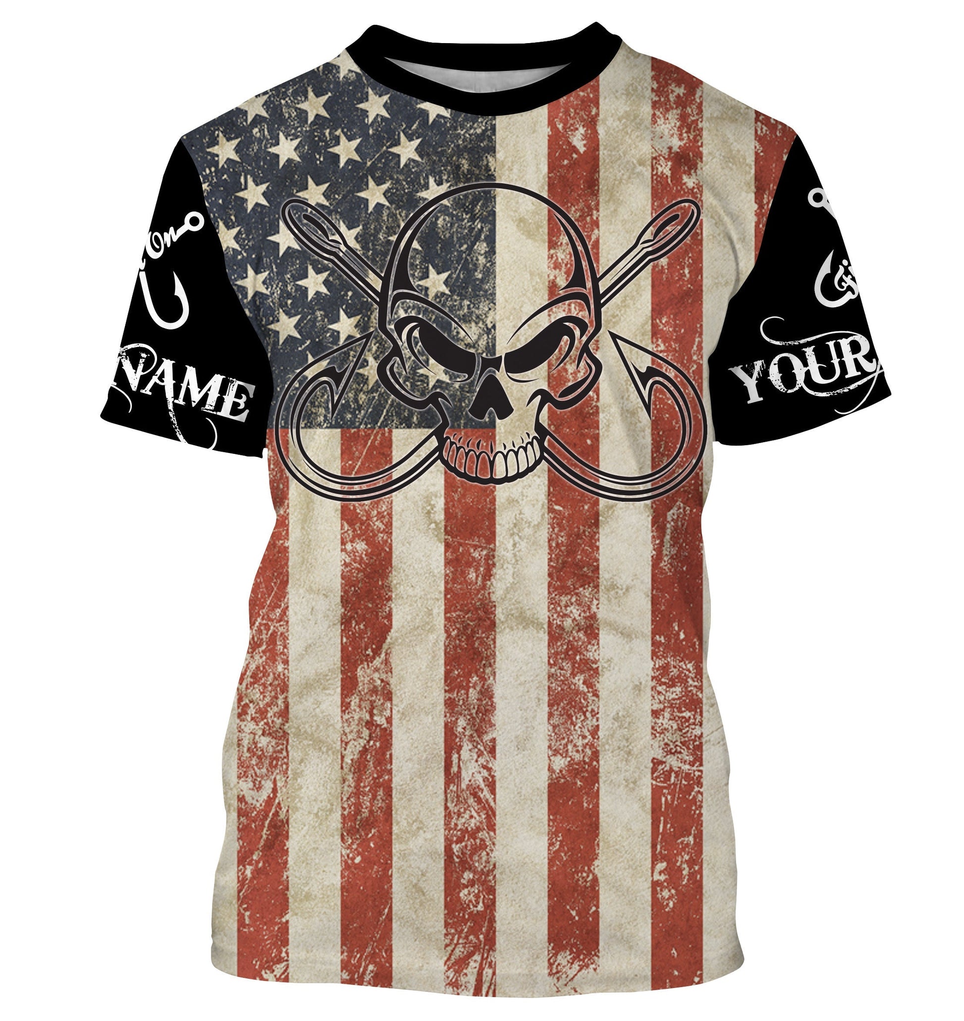 Fish Reaper Fishing American flag patriotic Custom Name 3D All over Printed UV Protection NQS2988