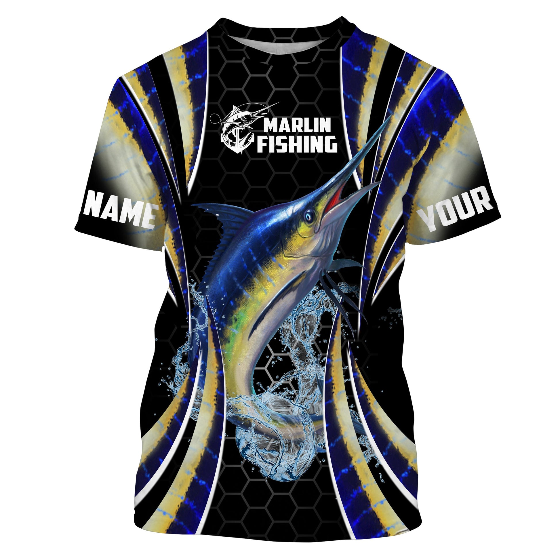Blue Marlin saltwater Offshore fishing black scales Custom sun protection fishing NQS3506