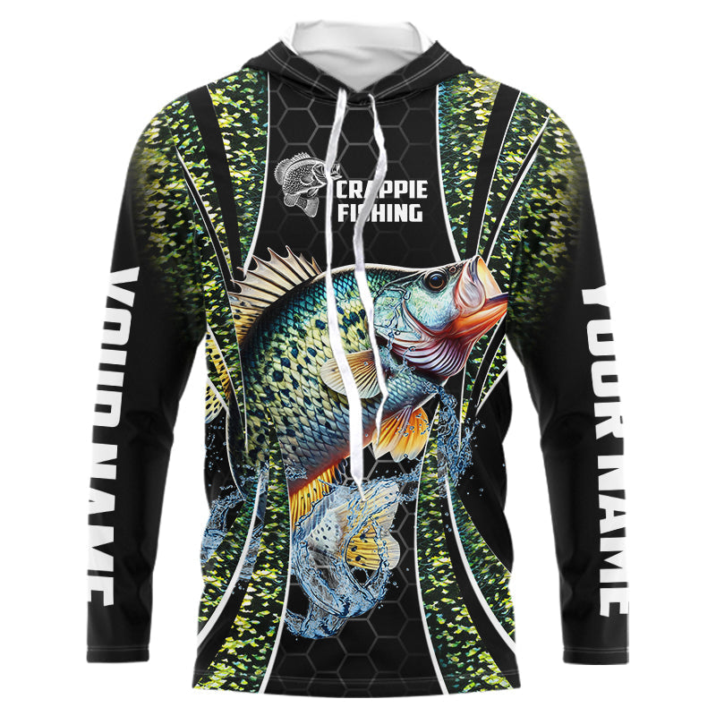 Crappie freshwater fishing black green scales Custom Name sun protection fishing NQS3507