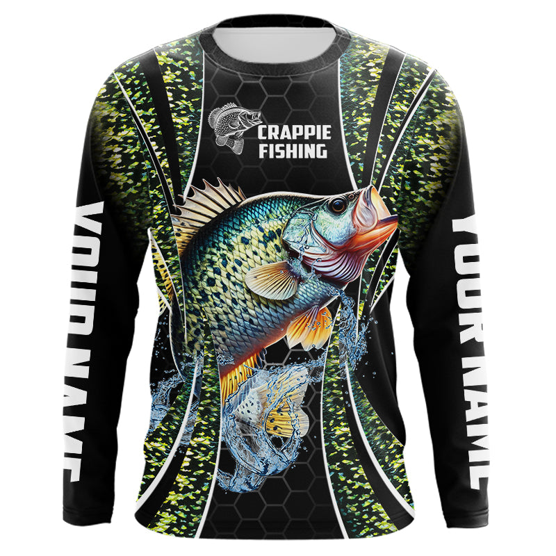 Crappie freshwater fishing black green scales Custom Name sun protection fishing NQS3507