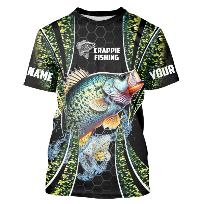 Crappie freshwater fishing black green scales Custom Name sun protection fishing NQS3507