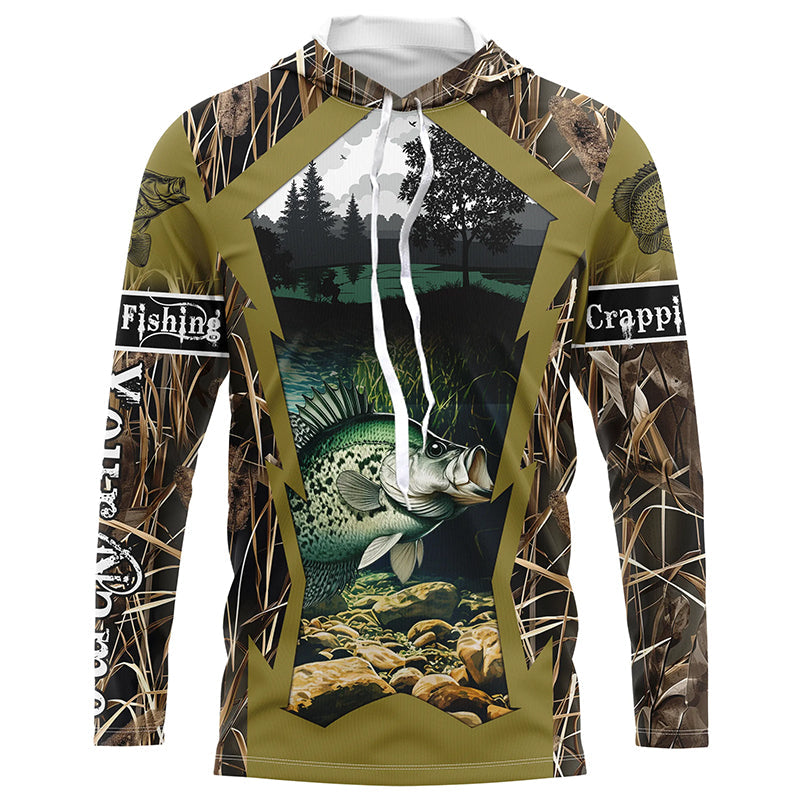 Crappie Fishing Camo Customize Name UV protection Long sleeve Fishing Personalized Gifts NQS503