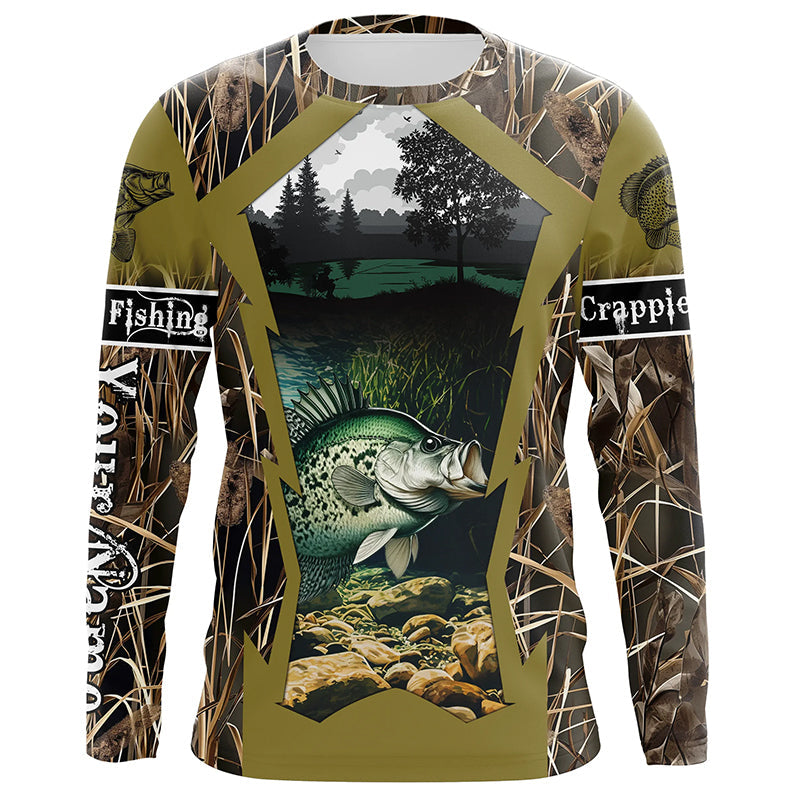 Crappie Fishing Camo Customize Name UV protection Long sleeve Fishing Personalized Gifts NQS503