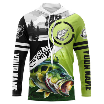 Largemouth Bass Fishing Fish On performance fishing UV protection custom name NQS613
