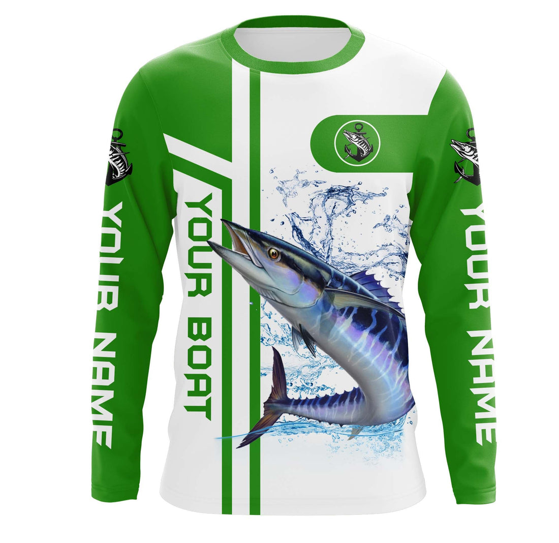 Wahoo fishing Customize name and boat name fishing, custom fishing apparel | Green - NQS3251