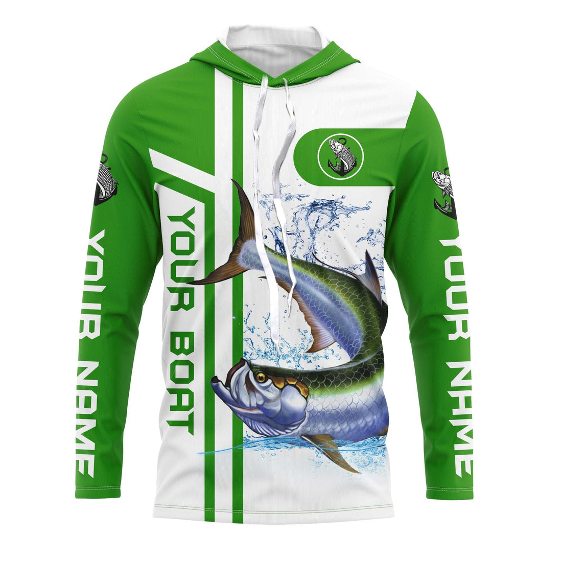 Tarpon fishing Customize name and boat name fishing, custom fishing apparel | Green - NQS3253