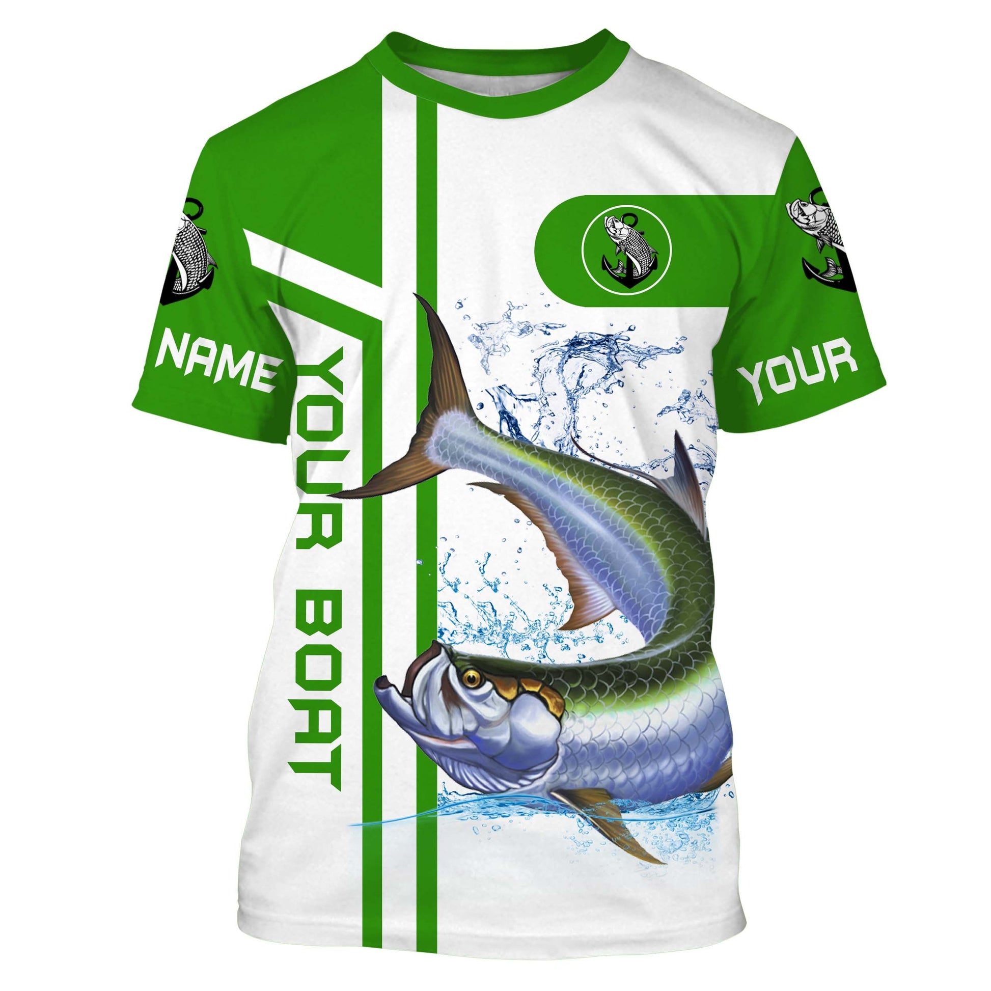 Tarpon fishing Customize name and boat name fishing, custom fishing apparel | Green - NQS3253