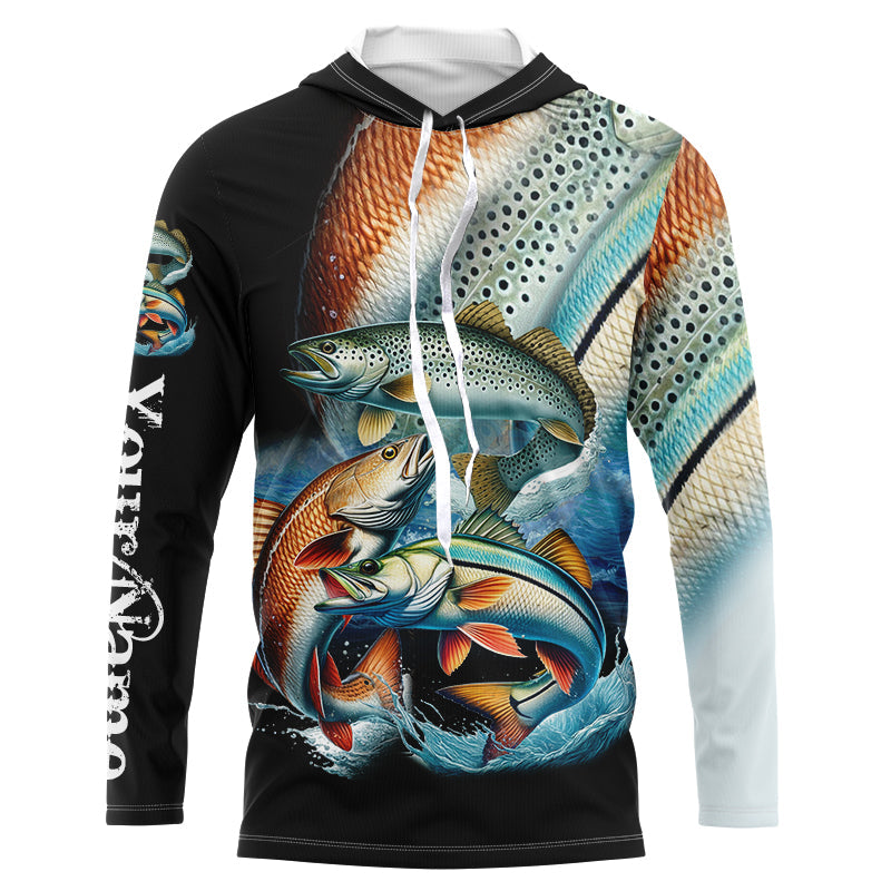 Inshore slam Redfish, snook, speckled trout fishing custom sun protection long sleeve fishing NQS4195