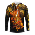 Flaming Fire fish skeleton fishing Custom UV sun protection Long sleeve Fishing, Fishing Gift NQS4602