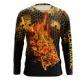 Flaming Fire fish skeleton fishing Custom UV sun protection Long sleeve Fishing, Fishing Gift NQS4602