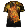 Flaming Fire fish skeleton fishing Custom UV sun protection Long sleeve Fishing, Fishing Gift NQS4602