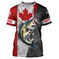 Canadian Flag Largemouth Bass Fishing Custom long sleeve performance Fishing, Bass NQS5038