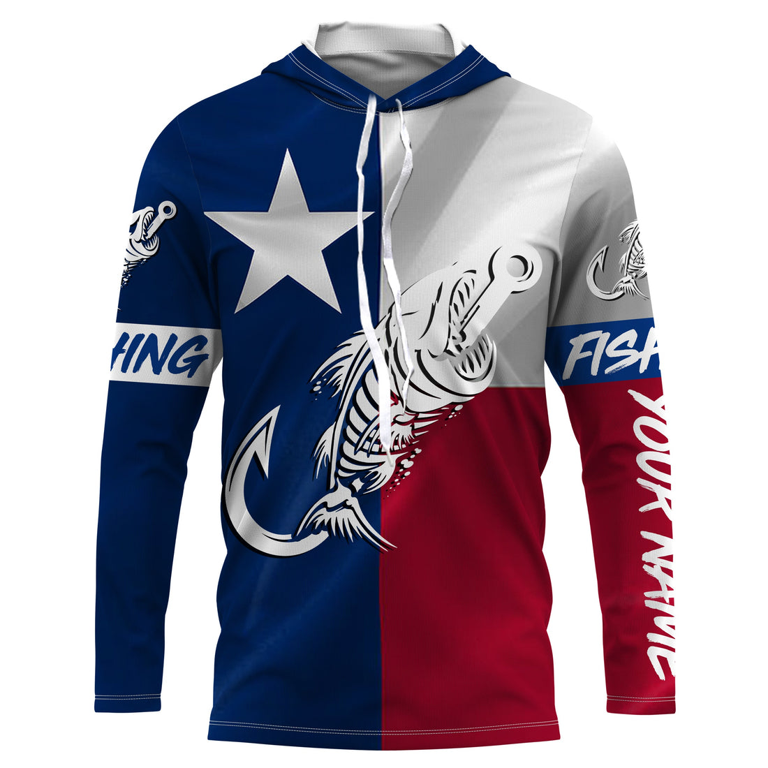 Texas fishing Fish hook fish skull Custom Name sun protection custom fishing, women,kid NQS3513
