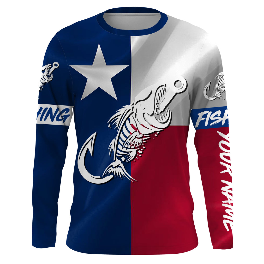 Texas fishing Fish hook fish skull Custom Name sun protection custom fishing, women,kid NQS3513