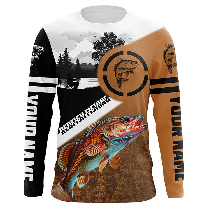 Redfish Puppy Drum Fishing customize name performance fishing UV protection long sleeves NQS614