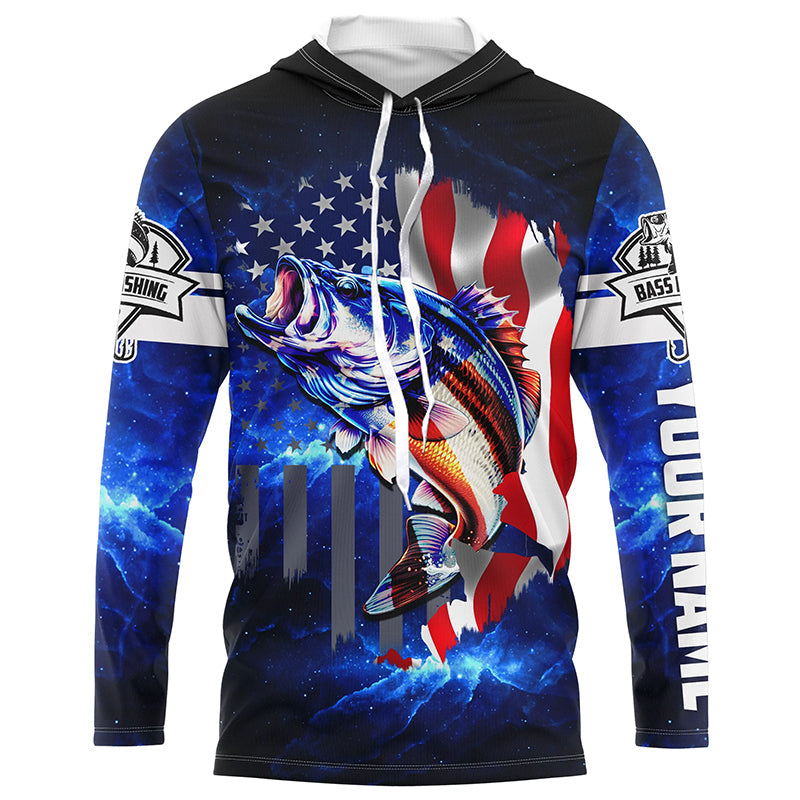 Bass Fishing 3D American Flag patriotic Customize Bass fishing - personalized fishing gift NQS387