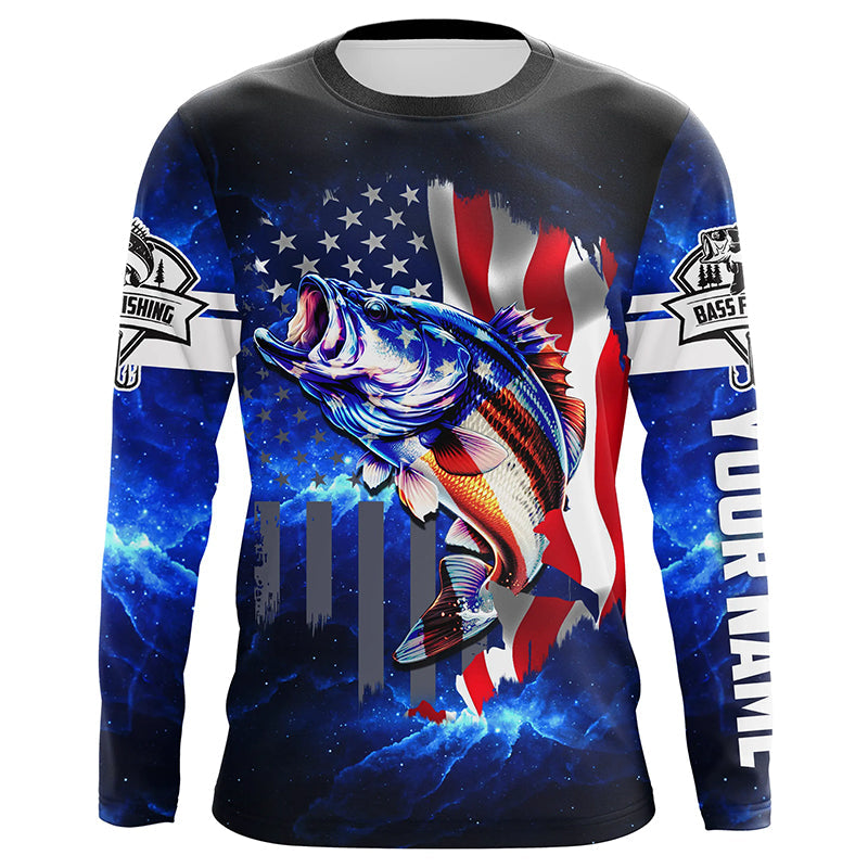 Bass Fishing 3D American Flag patriotic Customize Bass fishing - personalized fishing gift NQS387