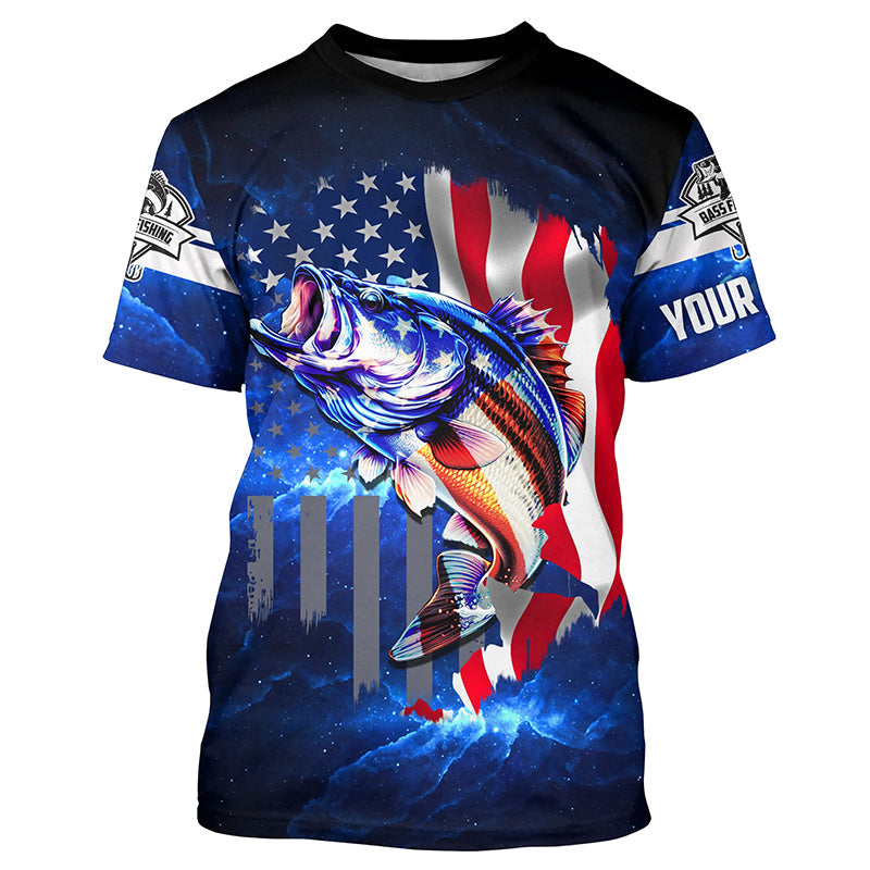 Bass Fishing 3D American Flag patriotic Customize Bass fishing - personalized fishing gift NQS387