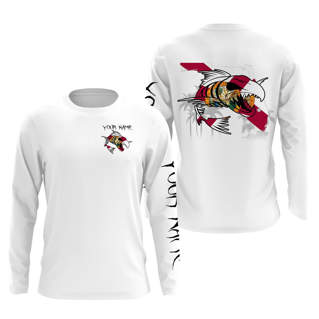 Florida fishing fish reaper skull personalized custom name sun protection long sleeve fishing NQS3828