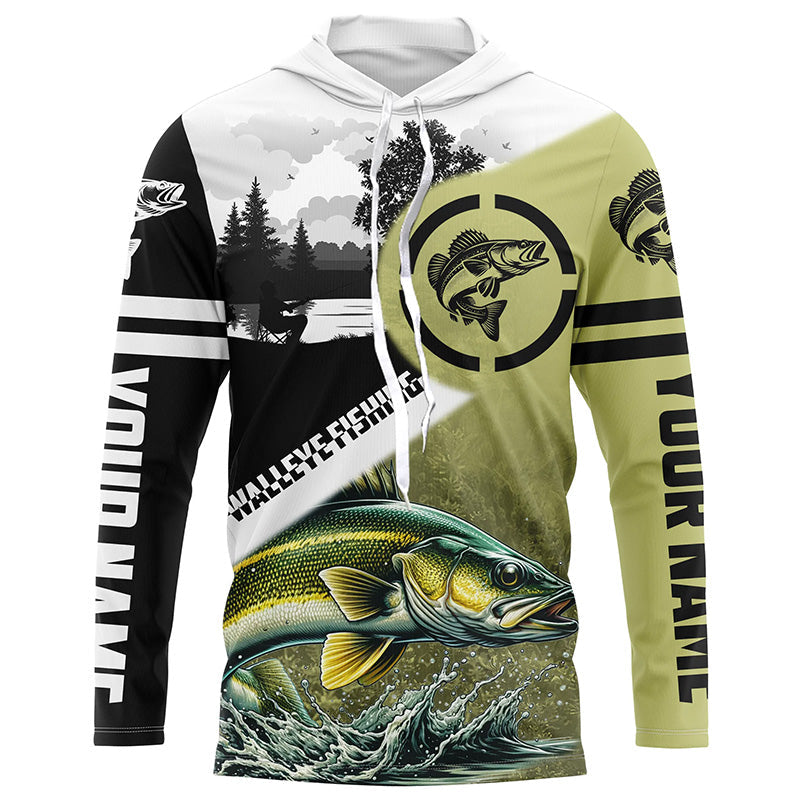 Walleye Fishing performance fishing UV protection customized name long sleeves fishing apparel NQS1268