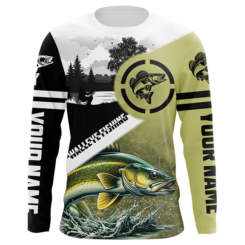 Walleye Fishing performance fishing UV protection customized name long sleeves fishing apparel NQS1268