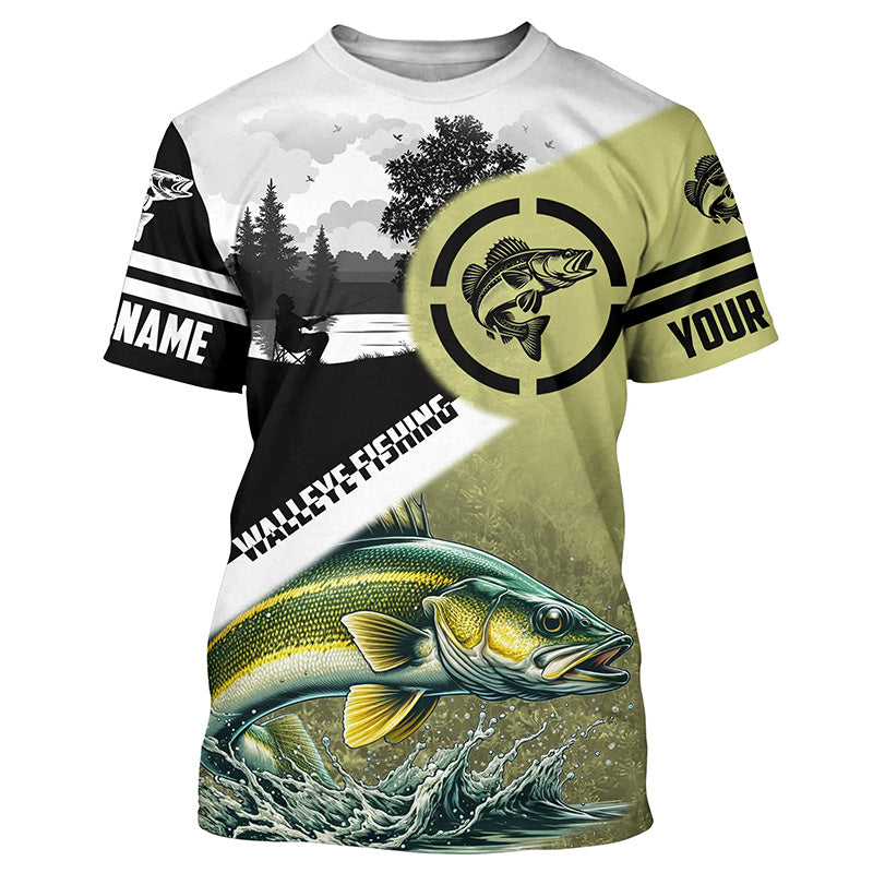 Walleye Fishing performance fishing UV protection customized name long sleeves fishing apparel NQS1268