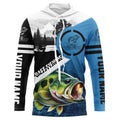 Largemouth Bass Fishing Blue performance fishing custom name long sleeves NQS1269