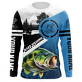 Largemouth Bass Fishing Blue performance fishing custom name long sleeves NQS1269