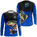 Largemouth Bass Fishing Custom blue black long sleeve performance Fishing, Bass fishing NQS5070