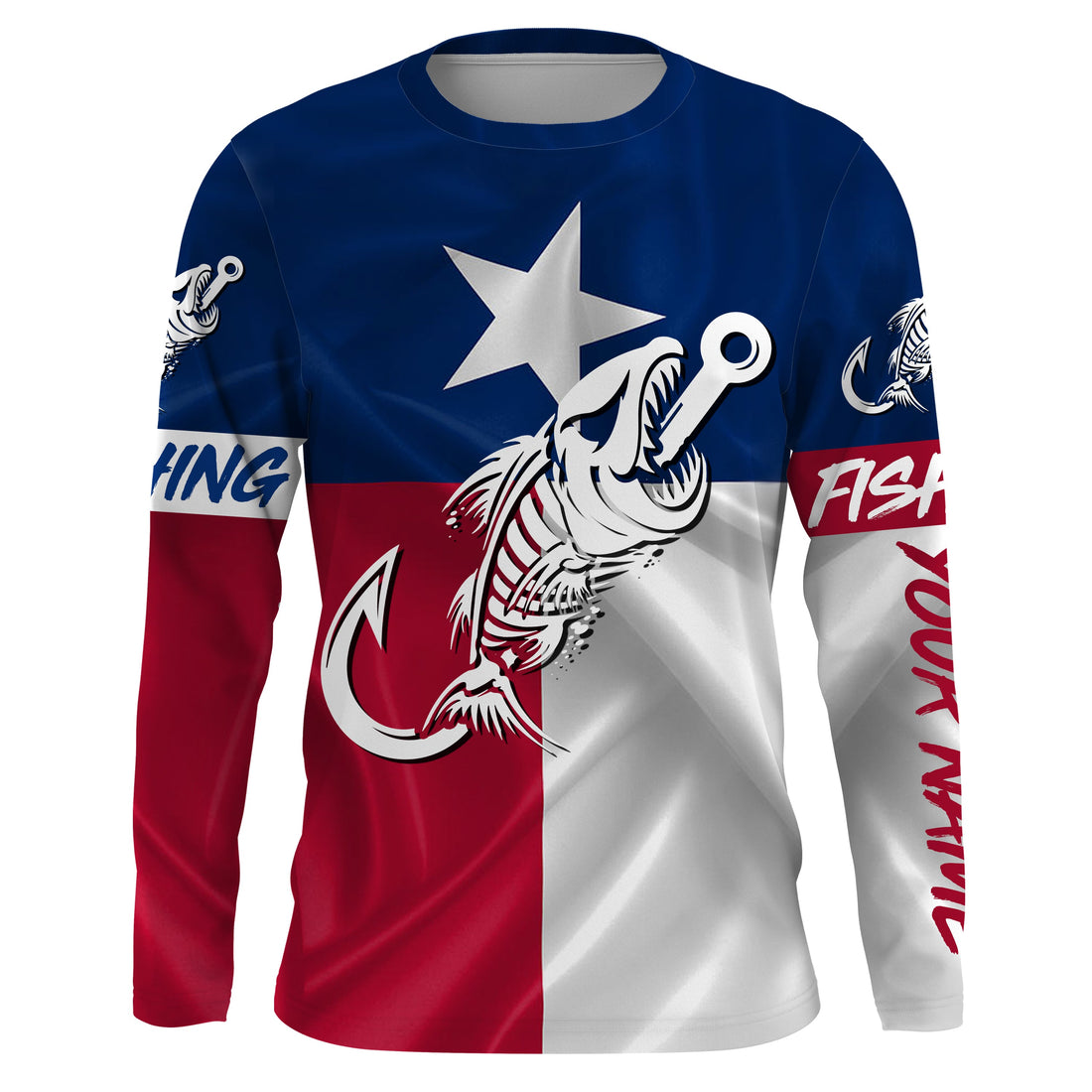 Texas fishing Fish hook fish skull Custom Name sun protection custom fishing, women,kid NQS3270