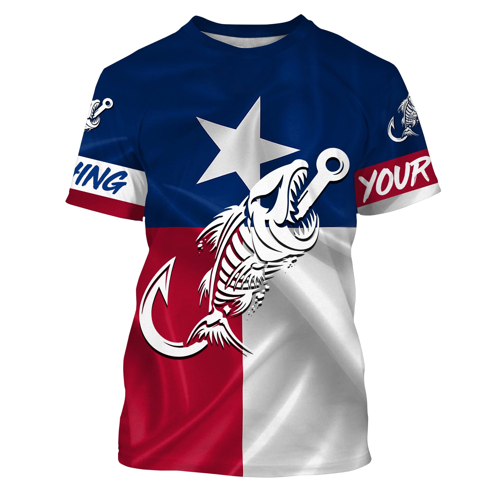 Texas fishing Fish hook fish skull Custom Name sun protection custom fishing, women,kid NQS3270