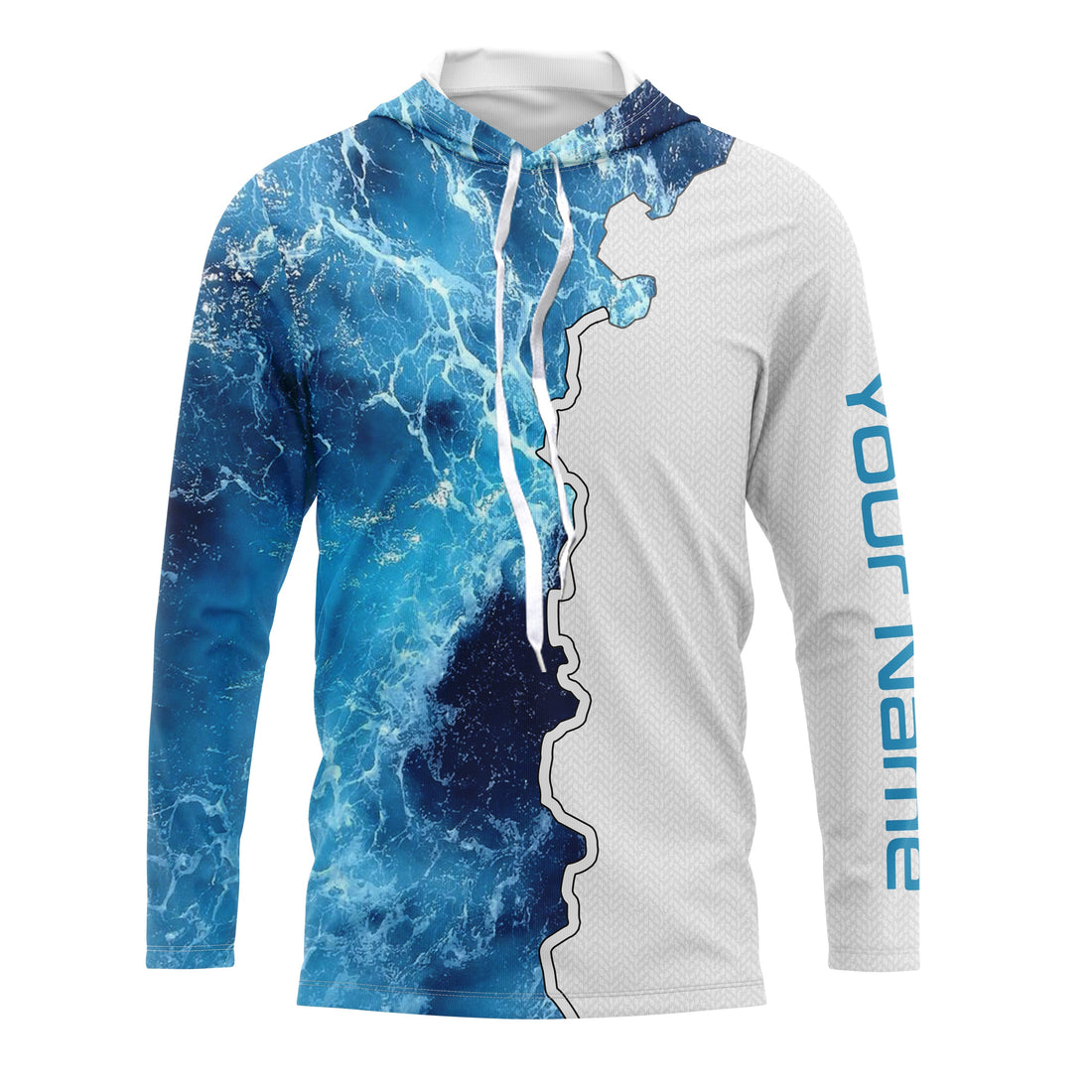 Custom Saltwater Long sleeve Fishing UV Protection, Sea wave camo Fishing NQS3124