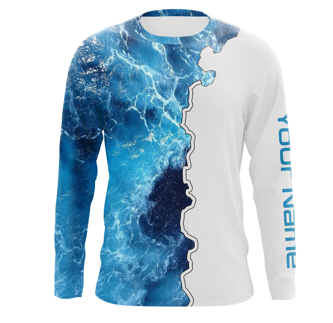 Custom Saltwater Long sleeve Fishing UV Protection, Sea wave camo Fishing NQS3124