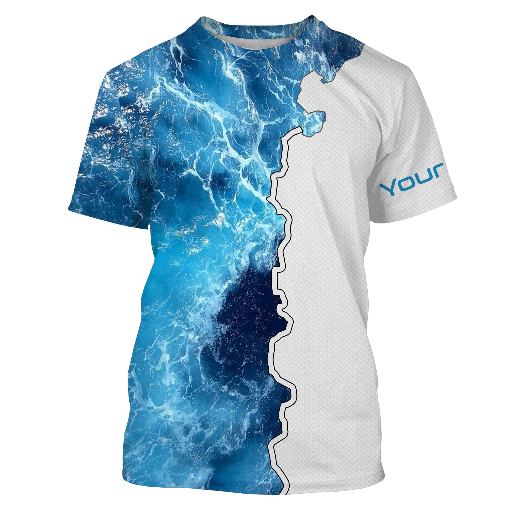 Custom Saltwater Long sleeve Fishing UV Protection, Sea wave camo Fishing NQS3124