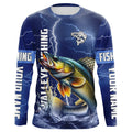 Walleye Fishing blue lightning custom name performance Long Sleeve tournament fishing NQS5352