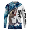 Shark Fishing blue ocean sea wave camo Custom long sleeve performance fishing NQS3368