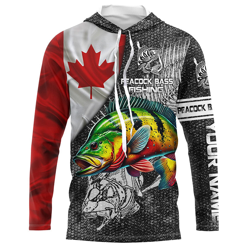 Canadian Flag peacock bass Fishing Custom long sleeve performance Fishing, bass Fishing NQS3842