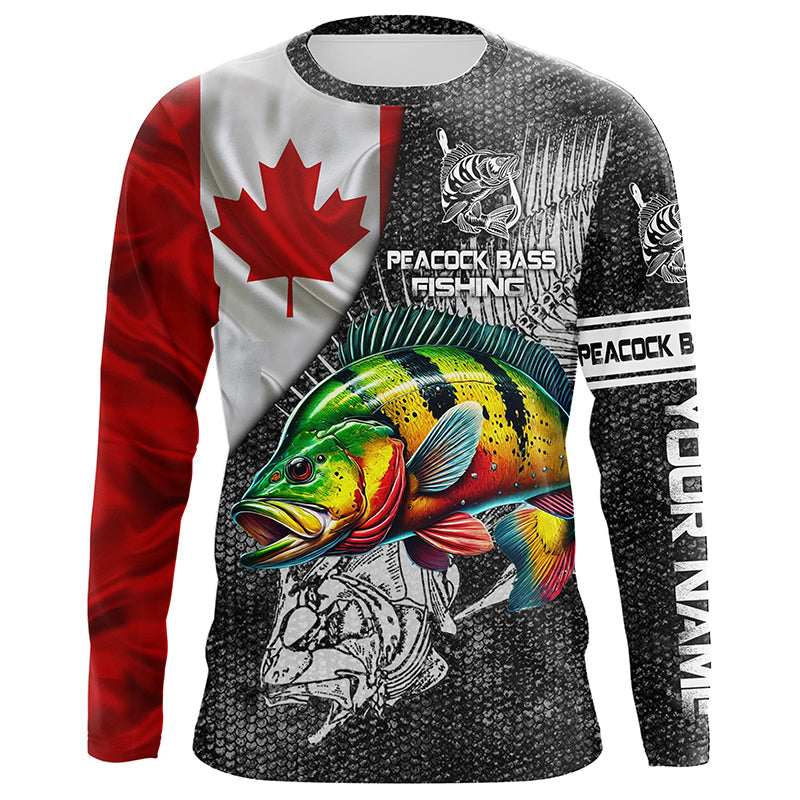 Canadian Flag peacock bass Fishing Custom long sleeve performance Fishing, bass Fishing NQS3842