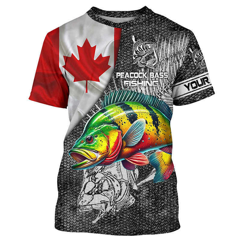 Canadian Flag peacock bass Fishing Custom long sleeve performance Fishing, bass Fishing NQS3842