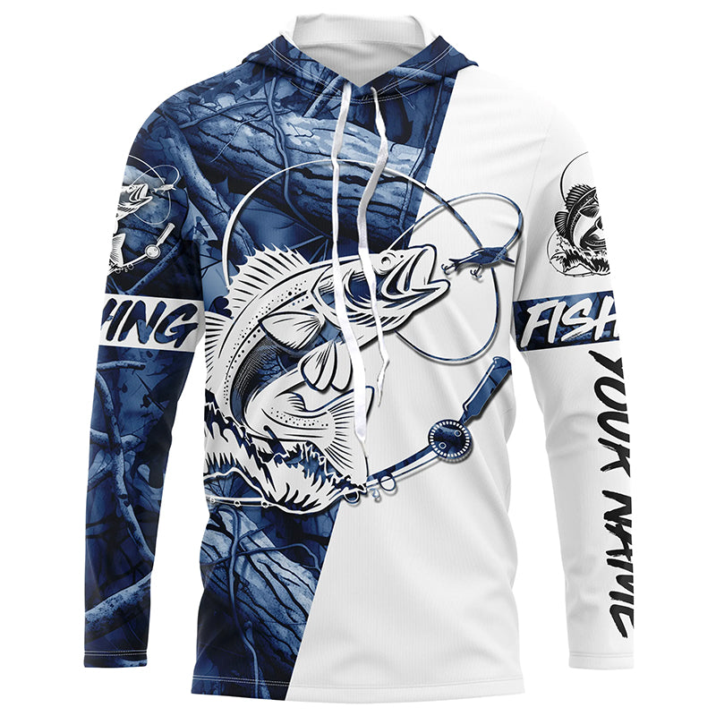 Walleye fishing tattoo blue camo Custom name long sleeves fishing, walleye fishing NQS4229