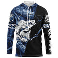 Walleye fishing tattoo blue camo Custom long sleeves fishing, walleye black version NQS4230