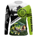 Largemouth Bass fishing green black Customize Name bass fish skull UV protection fishing NQS1270