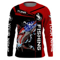 Tuna fishing American flag patriotic Custom Name men's performance Fishing, fishing apparel NQS3279