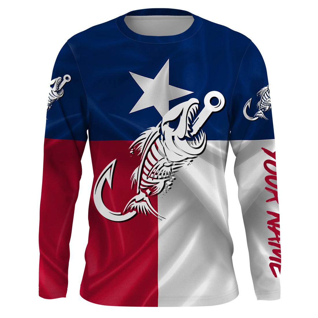 Texas flag fishing Fish hook skull Custom Name sun protection custom fishing, women,kid NQS3372