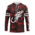 Red Camo fishing Fish hook skull Custom Name sun protection long sleeve fishing NQS5083