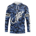 Blue Camo fishing Fish hook skull Custom Name sun protection long sleeve fishing NQS5084