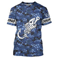 Blue Camo fishing Fish hook skull Custom Name sun protection long sleeve fishing NQS5084