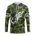 Green Camo fishing Fish hook skull Custom Name sun protection long sleeve fishing NQS5085