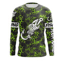 Green Camo fishing Fish hook skull Custom Name sun protection long sleeve fishing NQS5085